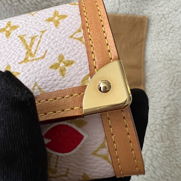 Auth Louis Vuitton Cherry Blossom Red Pink Monogram Card Holder Wallet - Picture 11 of 14